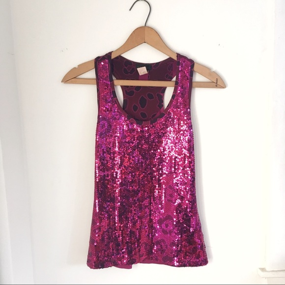 Tops - Wet Seal pink sequin racer back tank top